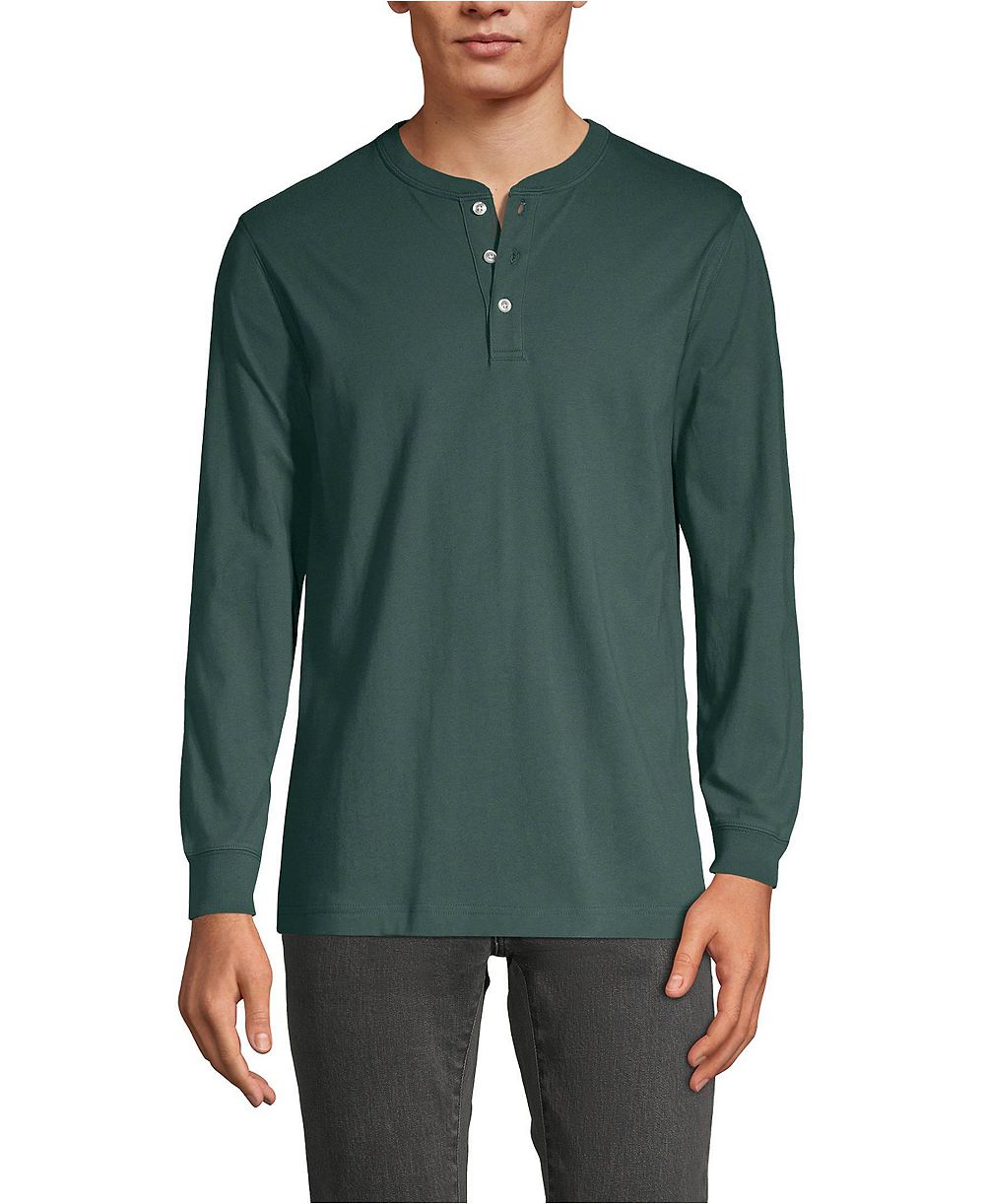 Мужская рубашка Henley Lands' End Super-T Long Sleeve