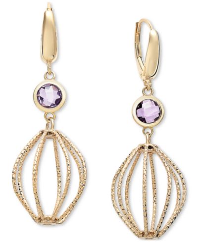 Серьги-подвески Amethyst Bezel Chandelier (1-5/8 ct. t.w.) в 14k Gold-Plated Sterling Silver
