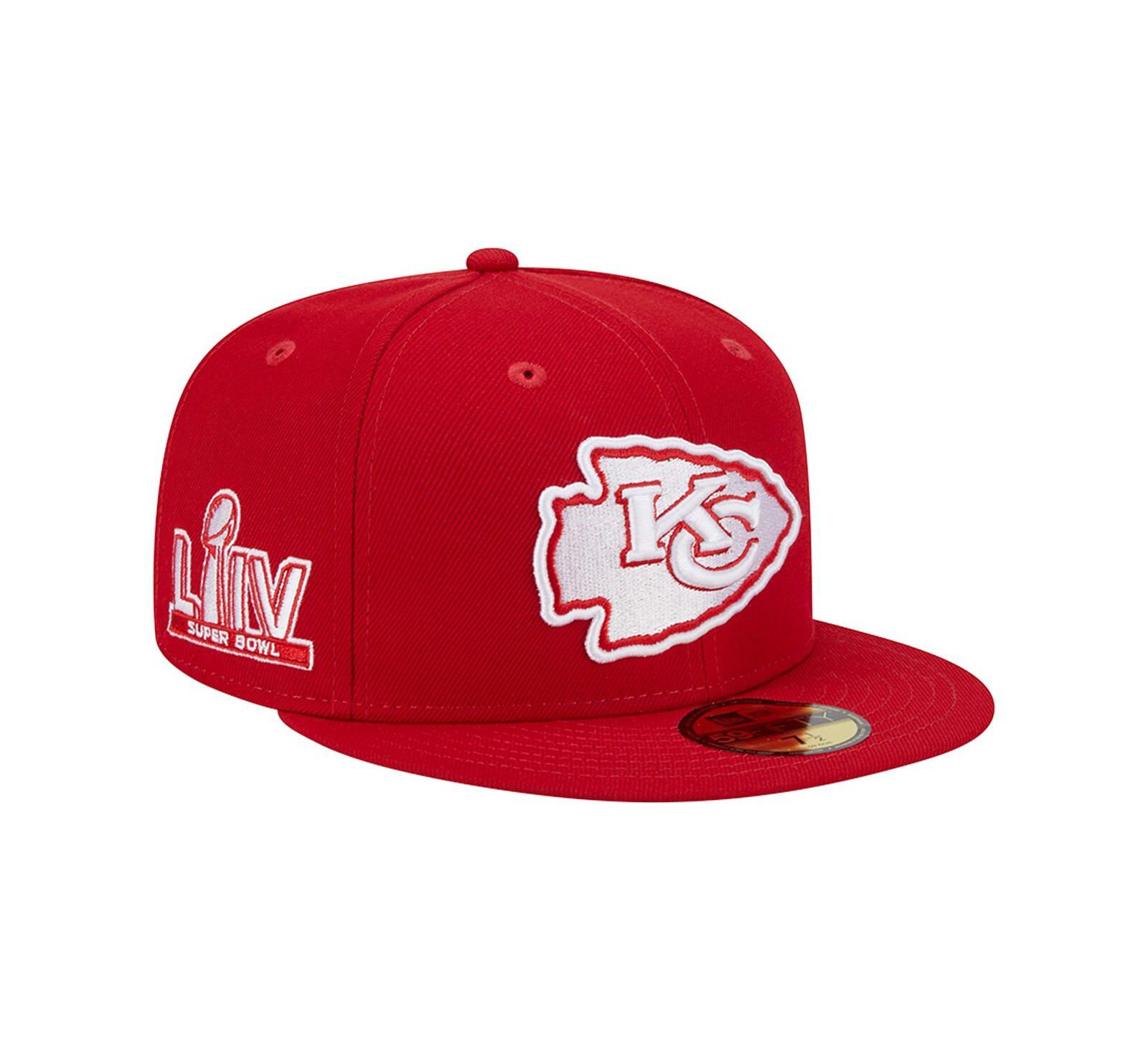 Мужская кепка New Era Kansas City Chiefs Super Bowl LIV 59FIFTY Fitted, алая