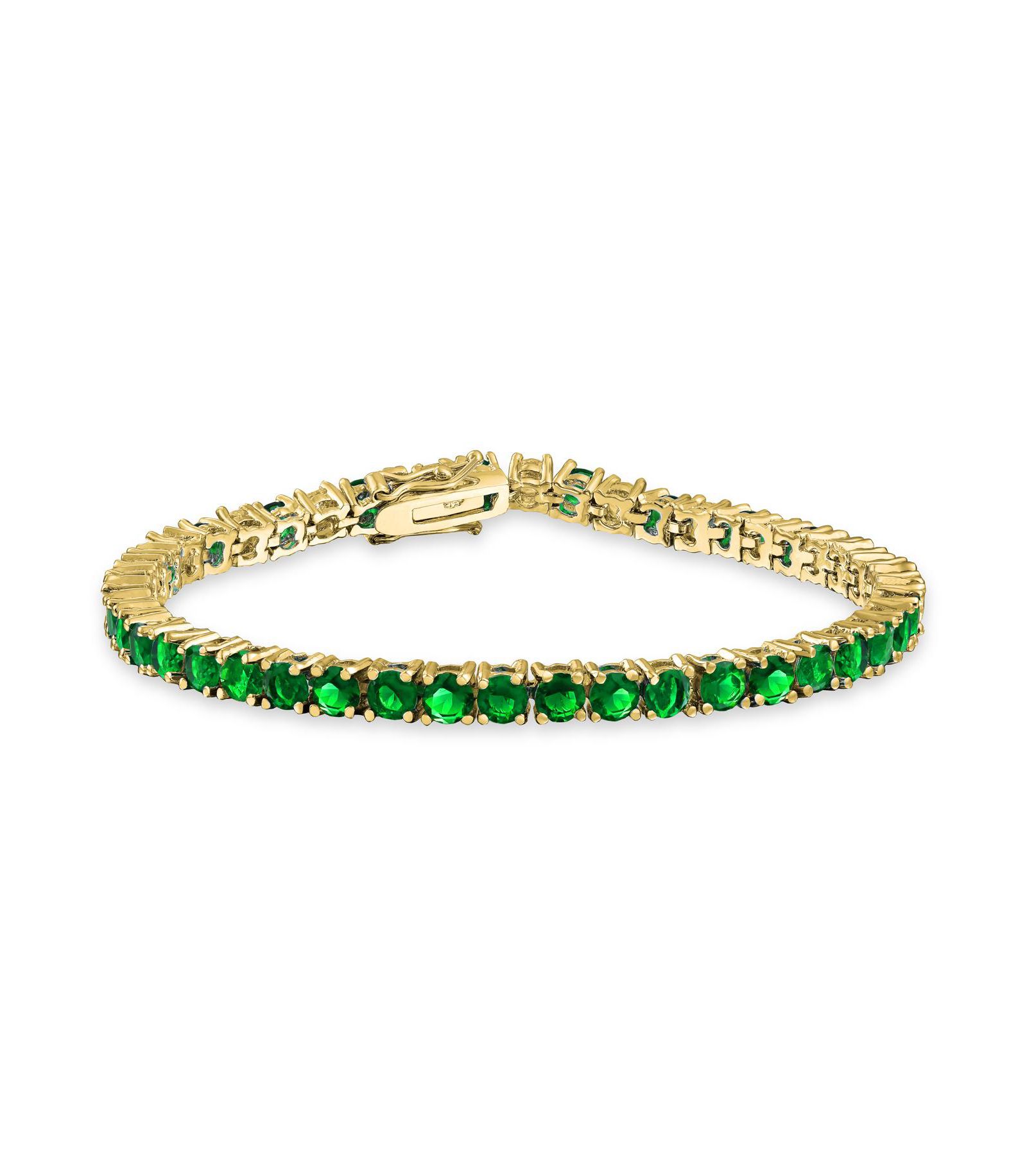 Bling Jewelry Timeless 12CTW Round CZ Birthstone Clear Tennis Bracelet Gold Plated 7.5"
