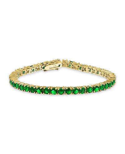 Bling Jewelry Timeless 12CTW Round CZ Birthstone Clear Tennis Bracelet Gold Plated 7.5"