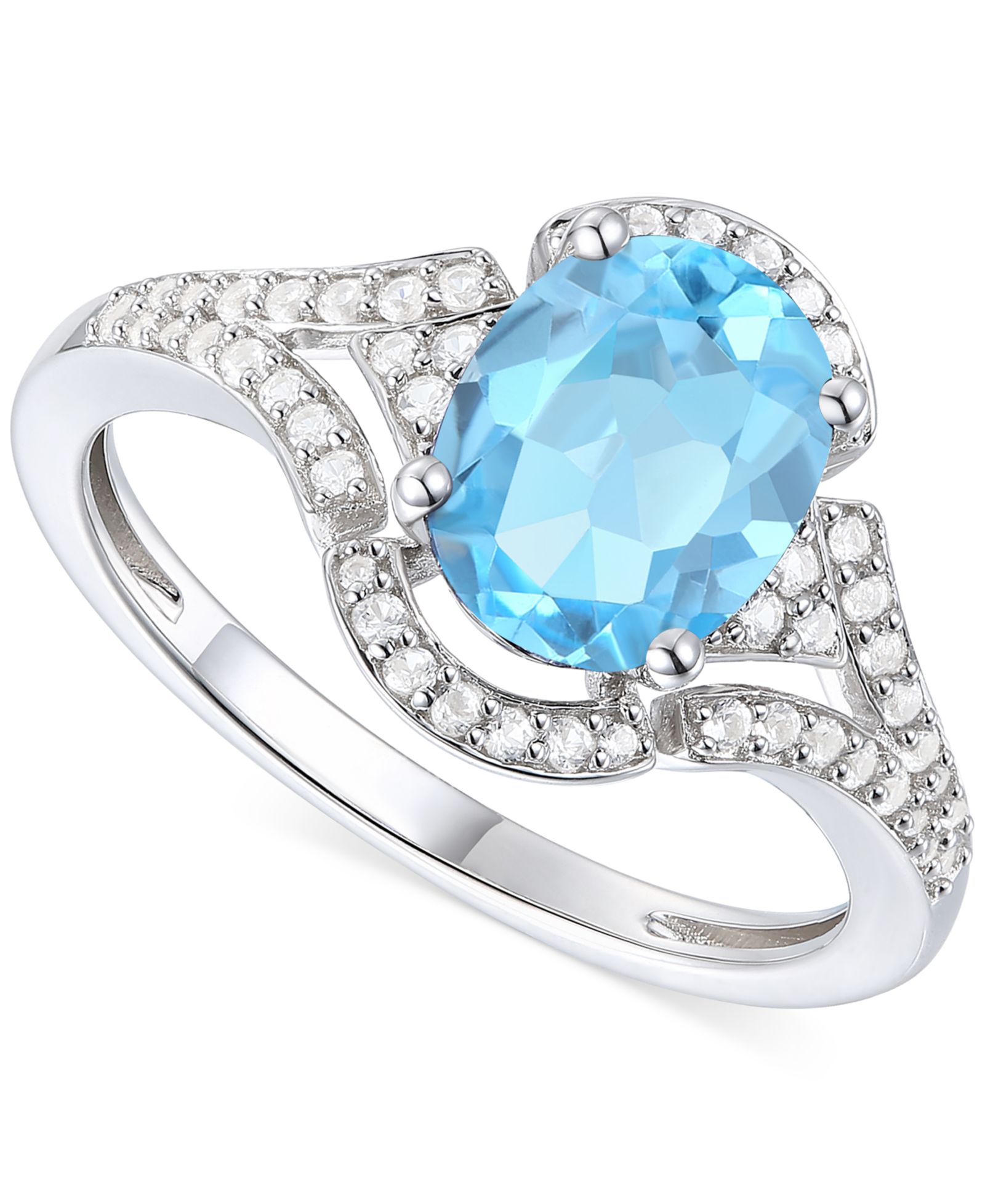 Кольцо с аметистом (1-1/2 ct. t.w.) и выращенным белым сапфиром (1/4 ct. t.w.) в оправе из позолоченного стерлингового серебра