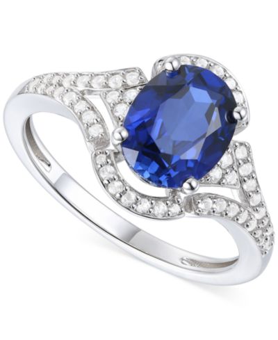 Кольцо с аметистом (1-1/2 ct. t.w.) и выращенным белым сапфиром (1/4 ct. t.w.) в оправе из позолоченного стерлингового серебра