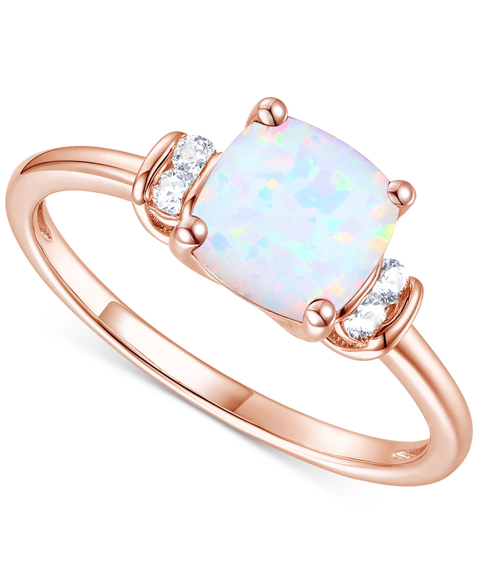 Кольцо с аметистом (1-1/3 ct. t.w.) и выращенным белым сапфиром (1/10 ct. t.w.) в позолоченном стерлинговом серебре