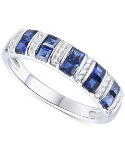 Кольцо с выращенным изумрудом и белым сапфиром, 14k Gold-Plated Sterling Silver