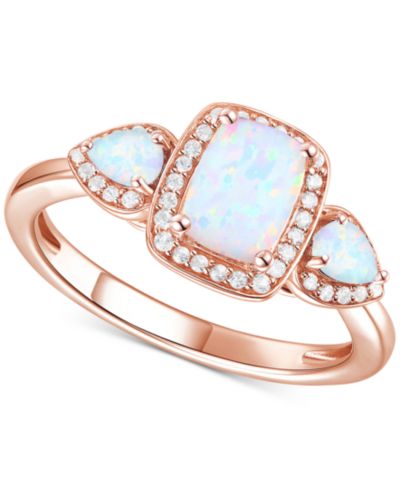 Amethyst (1-1/20 ct. t.w.) & Lab-Grown White Sapphire (1/6 ct. t.w.) Three Stone Halo Ring in 14k Gold-Plated Sterling Silver (Also in Additional Gemstones)