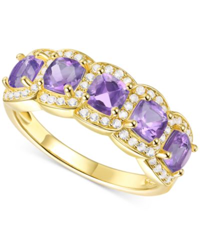 Amethyst (1-1/4 ct. t.w.) & Lab-Grown White Sapphire (1/3 ct. t.w.) Ring in 14k Gold-Plated Sterling Silver (Also in Citrine & Lab-Grown Opal)