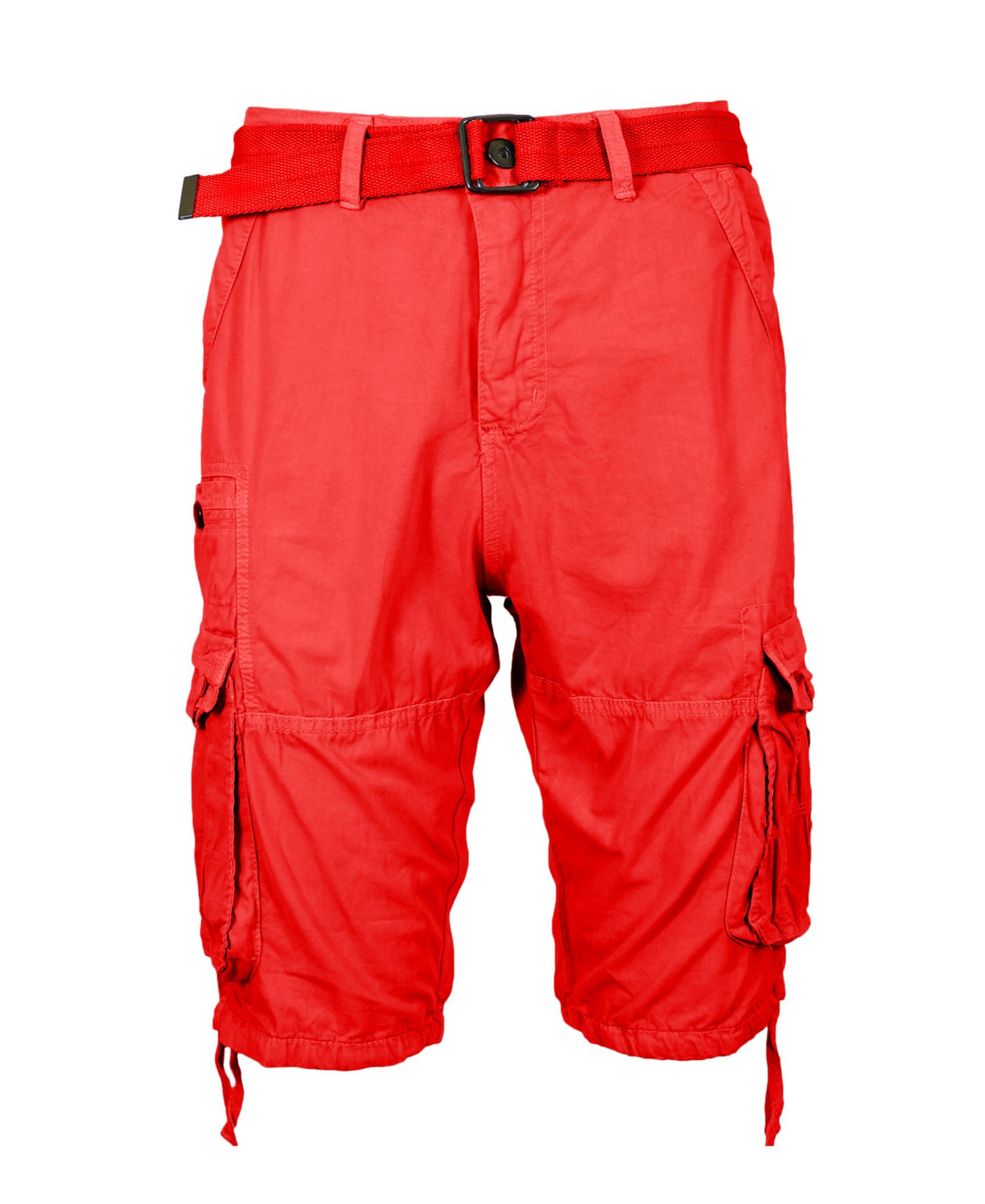 Blu Rock Men's Vintage-Like Cotton Cargo Belted Shorts