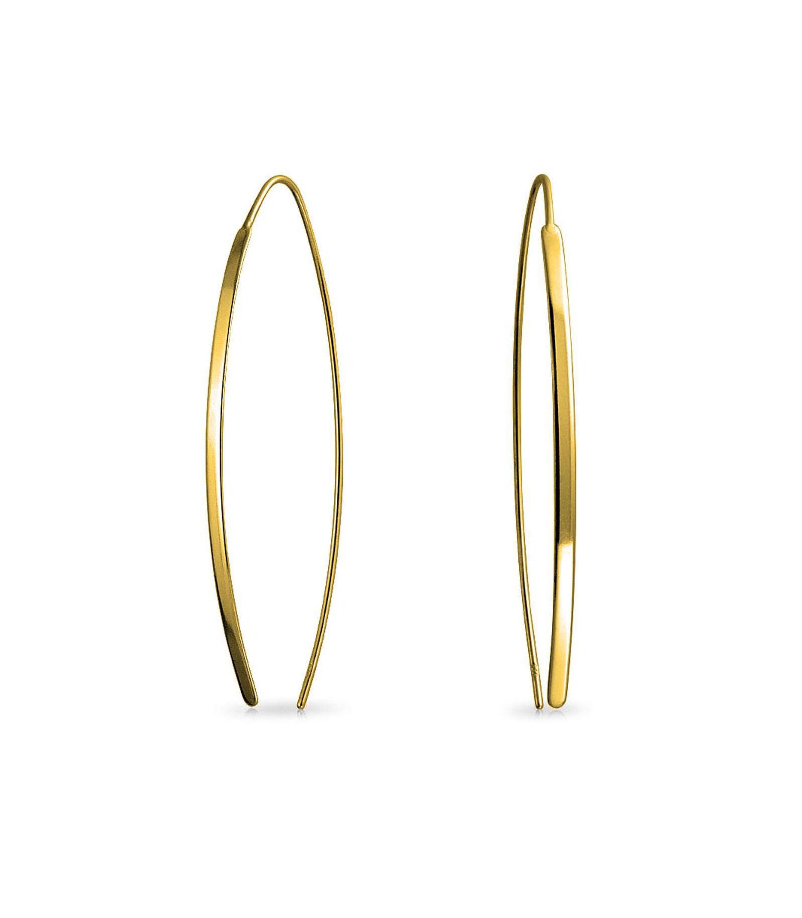 Bling Jewelry Minimalist Modern Thin Linear Threader Earrings .925 Sterling Silver