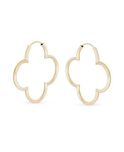 Bling Jewelry серьги-кольцо Hoop Earrings с цветами Clover, Rose Gold Sterling Silver, 1.5 Inch