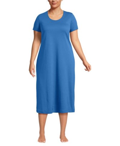 Женская хлопковая ночная рубашка Lands' End с коротким рукавом Plus Size