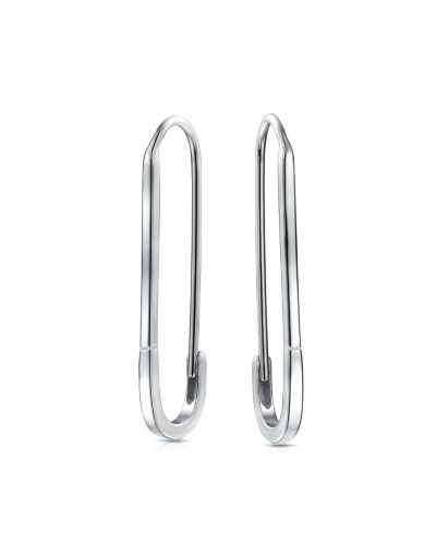 Серьги-подвески Bling Jewelry Inspirational Symbol Safety Pin Threader Drop Sterling Silver