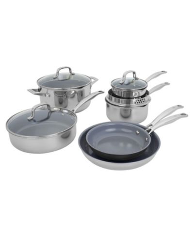 HENCKELS Clad H3 Ceramic Nonstick 10-Piece Stainless Steel Ceramic Nonstick Cookware Set
