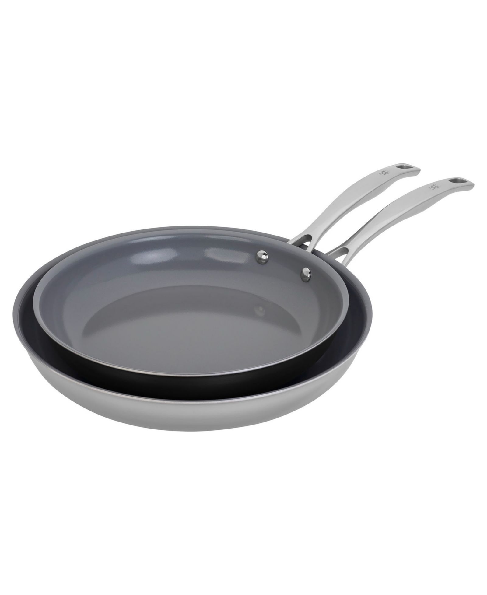 HENCKELS Clad H3 Stainless Steel Ceramic Nonstick 2 Piece 10" and 12" Fry Pan Set