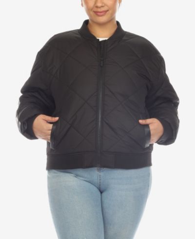 White Mark Пуховик-бомбер с стеганым узором в ромбик, Plus Size