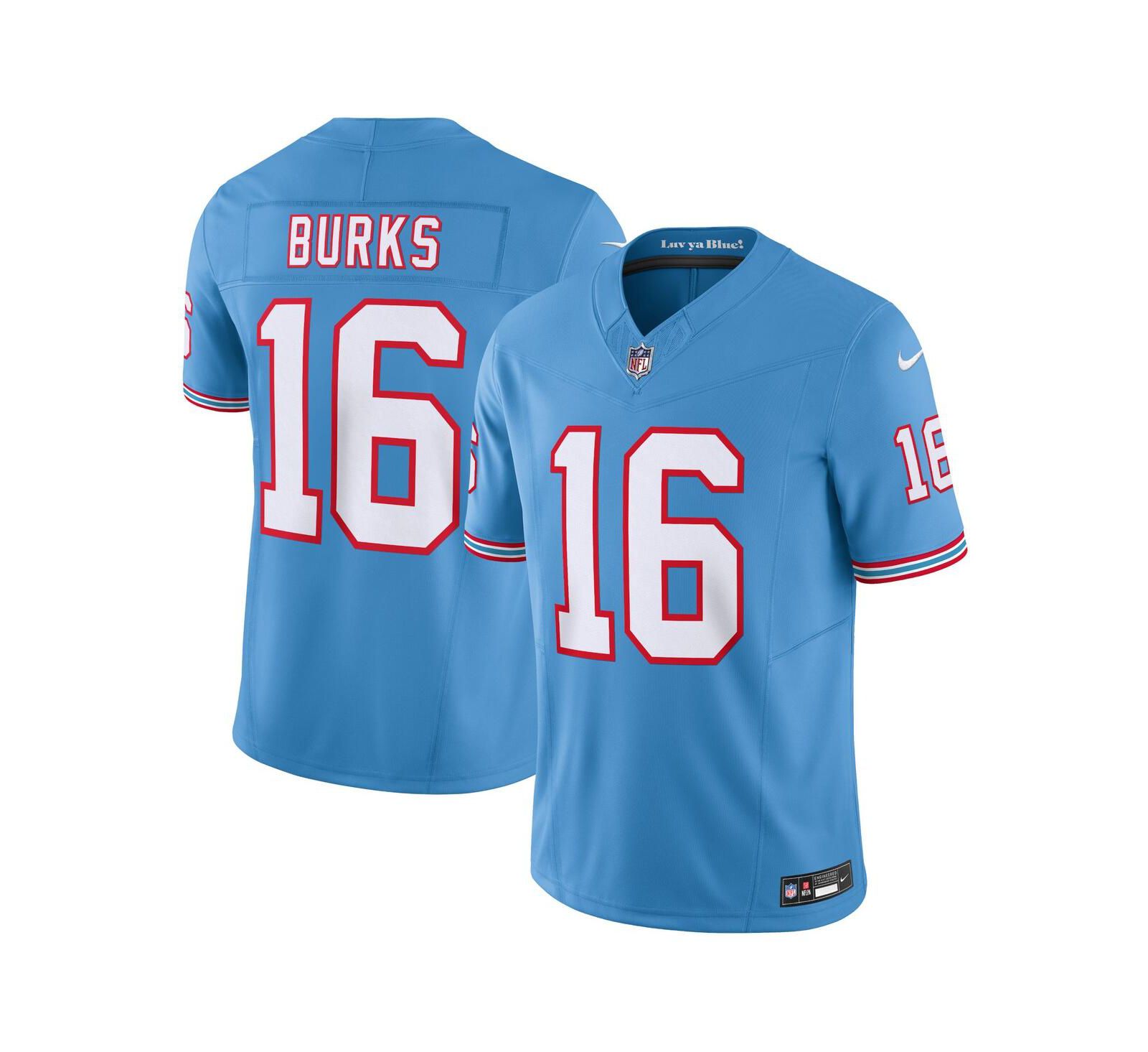 Мужское джерси Nike Treylon Burks Light Tennessee Titans Oilers Throwback Vapor F.U.S.E. Limited