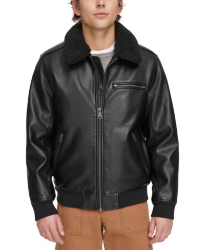 Levi's Men's Sherpa Collar Faux Leather Bomber Jacket