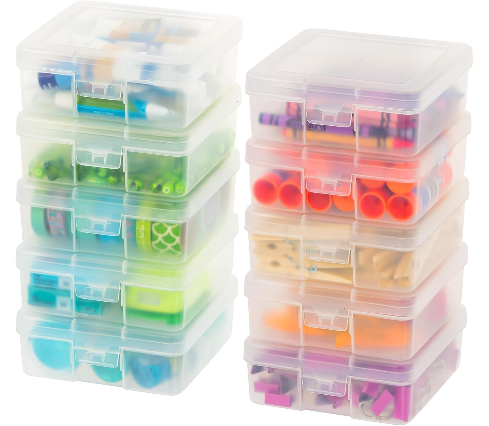 IRIS 10 Pack Small Plastic Hobby Art Craft Supply Organizer Storage Containers with Latching Lid