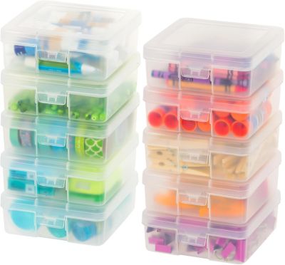 IRIS 10 Pack Small Plastic Hobby Art Craft Supply Organizer Storage Containers with Latching Lid