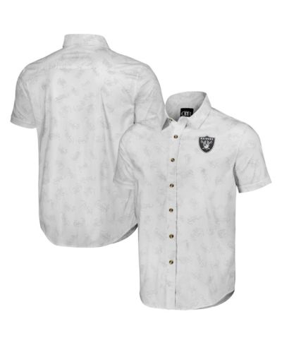 Мужская рубашка с коротким рукавом и пуговицами NFL x Darius Rucker Collection by Fanatics, белая, Las Vegas Raiders