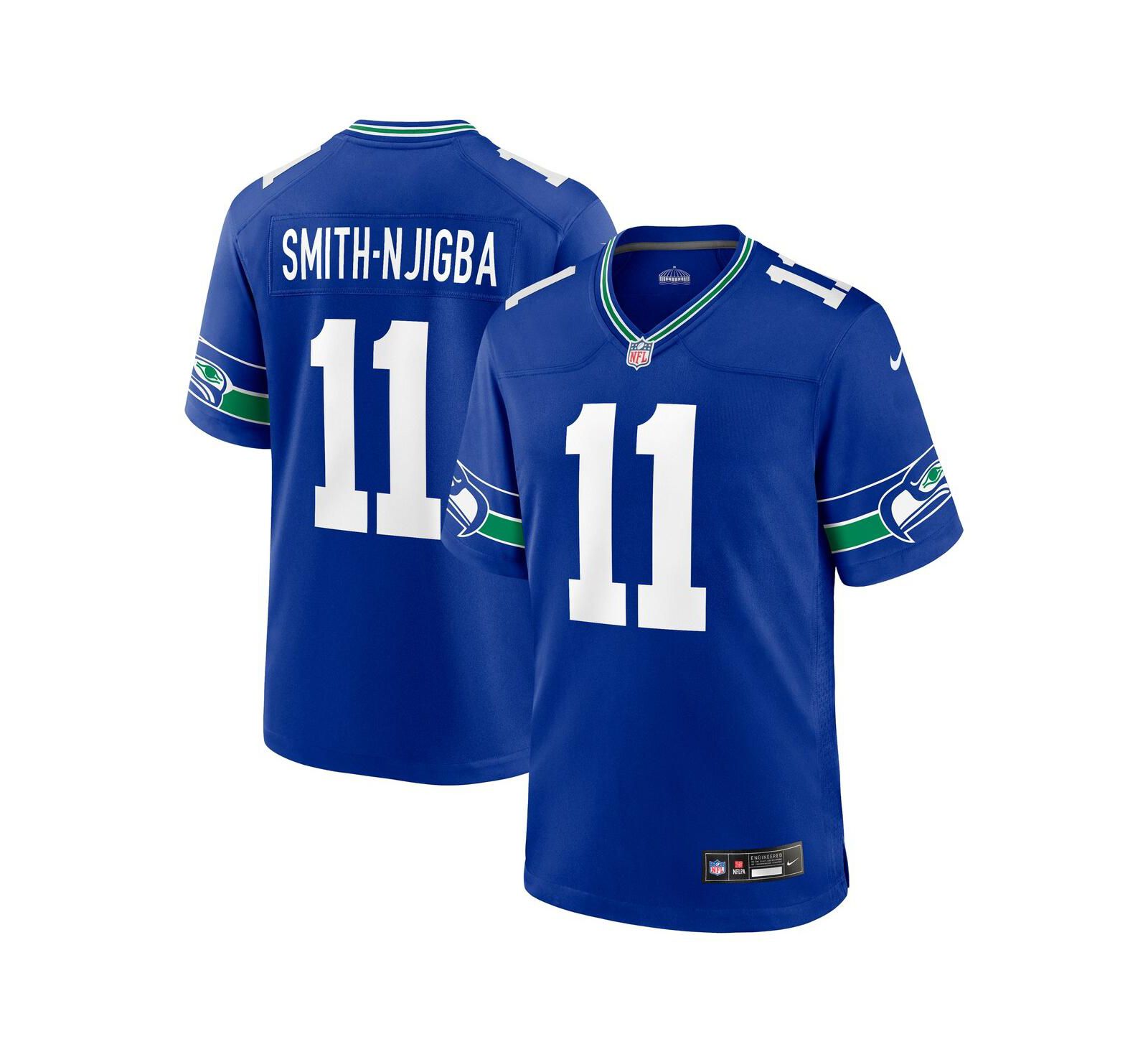 Мужская джерси Nike Jaxon Smith-Njigba Royal Seattle Seahawks Throwback Player Game