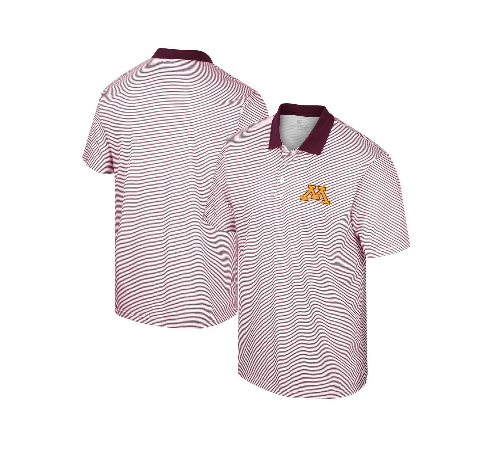 Men's Colosseum White, Maroon Minnesota Golden Gophers Print Stripe Polo Shirt