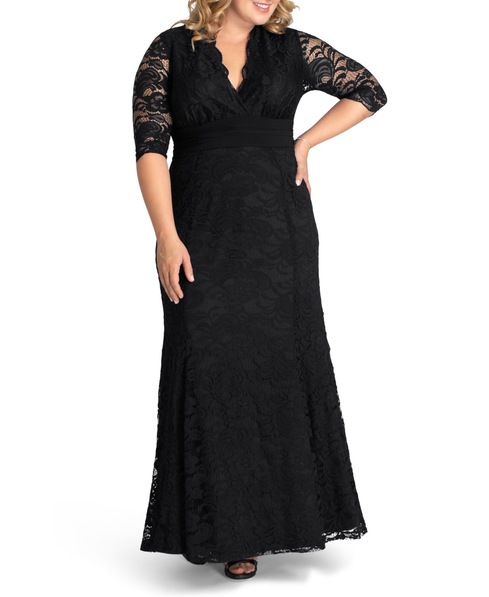 Kiyonna Plus Size Screen Siren Lace Evening Gown