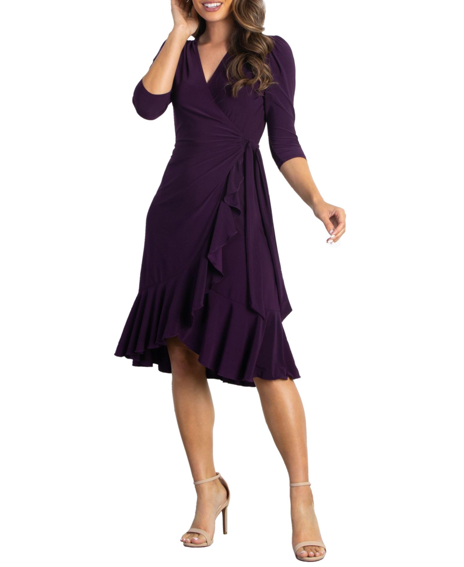 Женское платье Kiyonna Whimsy Ruffled Knee Length Wrap