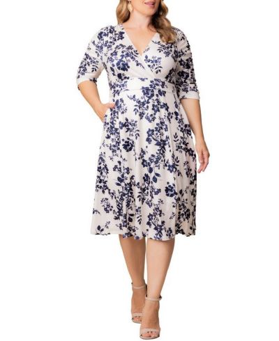 Женское платье Plus Size Kiyonna Gabriella Ruched Sleeve Midi с карманами