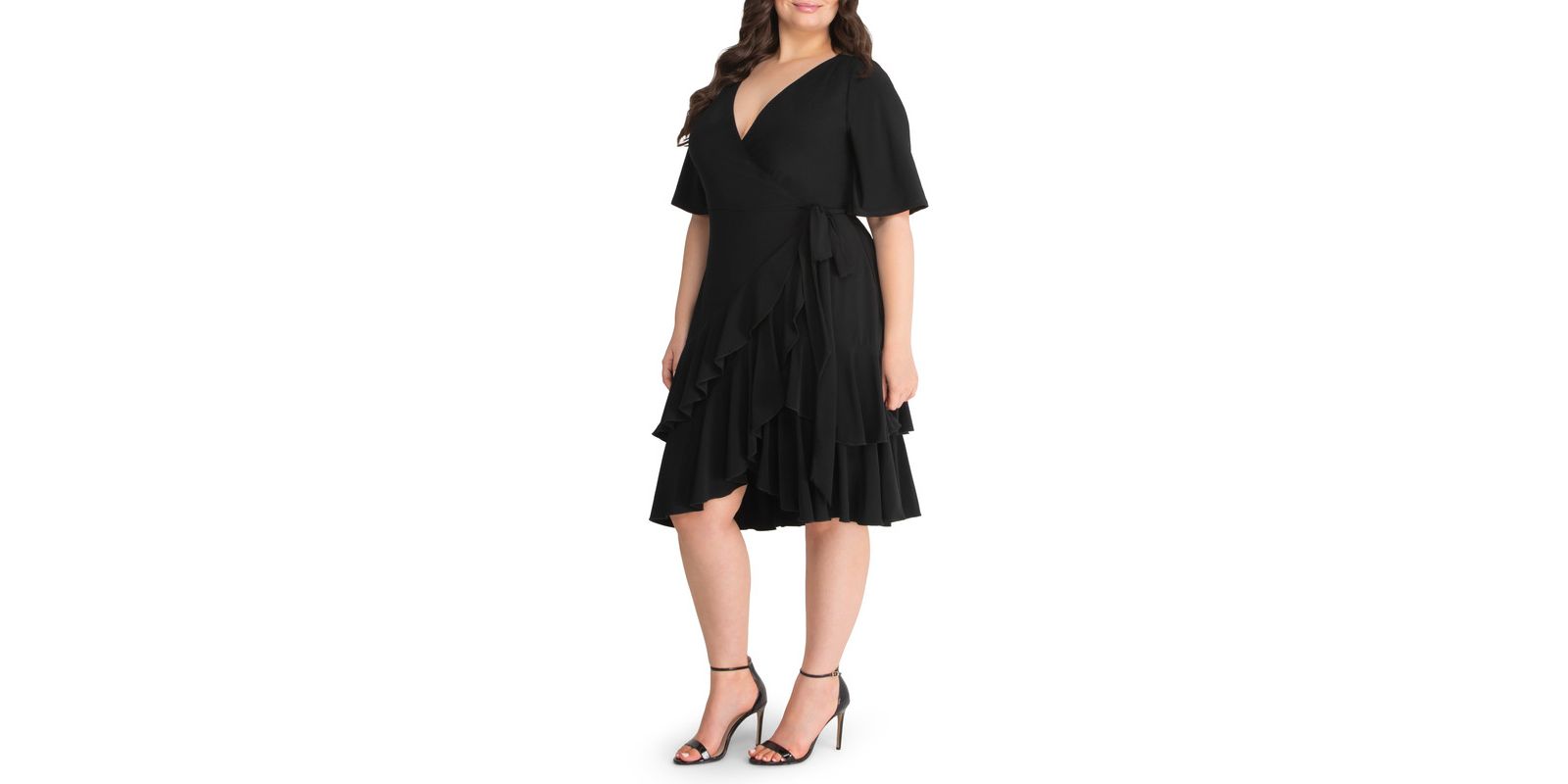Kiyonna Plus Size платье Miranda Ruffle Wrap с оборками