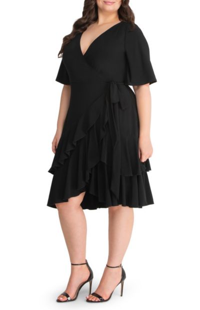 Kiyonna Plus Size платье Miranda Ruffle Wrap с оборками