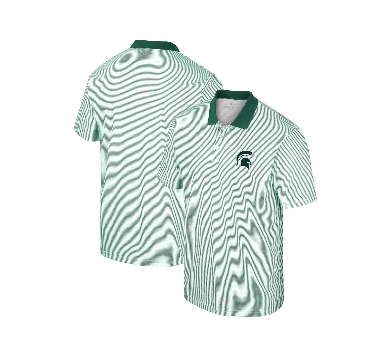 Men's Colosseum White Michigan State Spartans Print Stripe Polo Shirt
