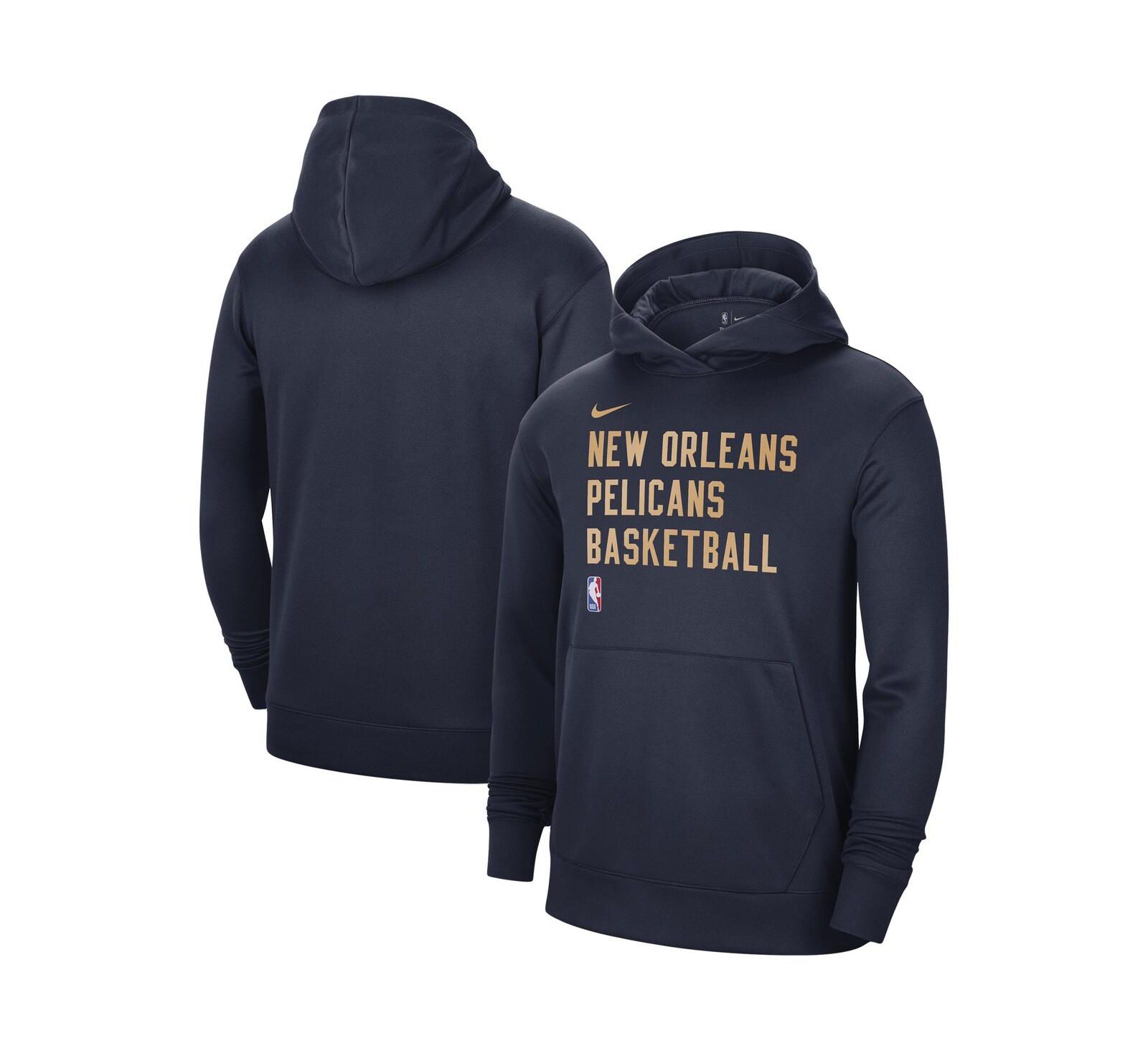 Nike Мужское и женское худи Nike Navy New Orleans Pelicans 2023/24 Performance Spotlight On-Court Practice Pullover