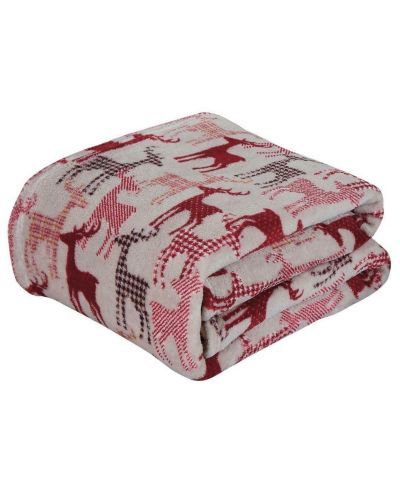 Kate Aurora Christmas Plaid Reindeer Ultra Soft Plush Throw Blanket