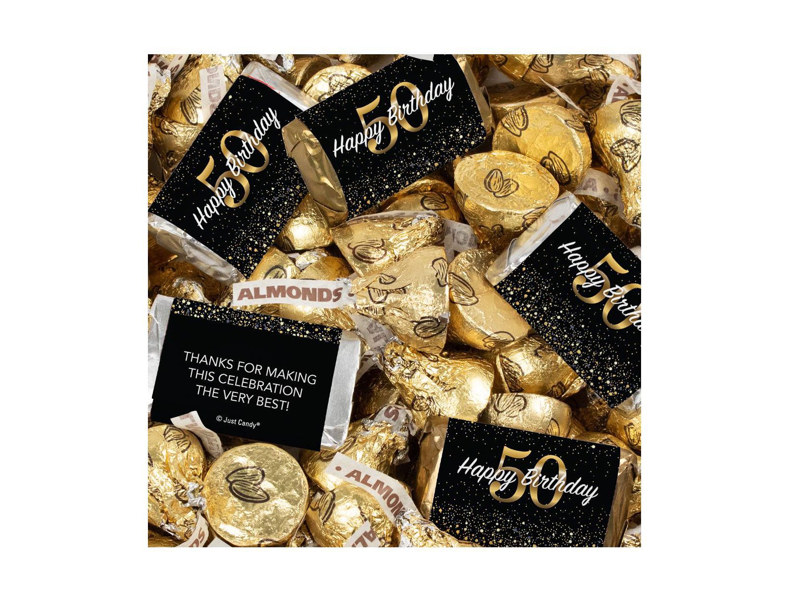Just Candy Набор конфет Hershey's Miniatures and Kisses для празднования 50-летия, 124 шт.