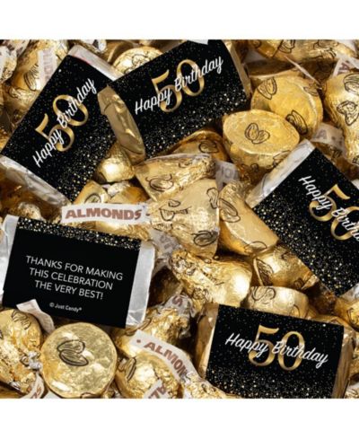Just Candy 50th Birthday Candy Party Favors Hershey's Miniatures and Kisses, 124 Pieces