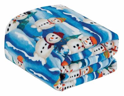 Kate Aurora Holiday Living Ultra Soft and Cozy Christmas White Snowman Plush Accent Throw Blanket - 50 in. W x 60 in. L