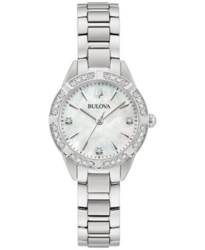 Женские наручные часы Bulova Classic Sutton с бриллиантами и стальным браслетом 28mm
