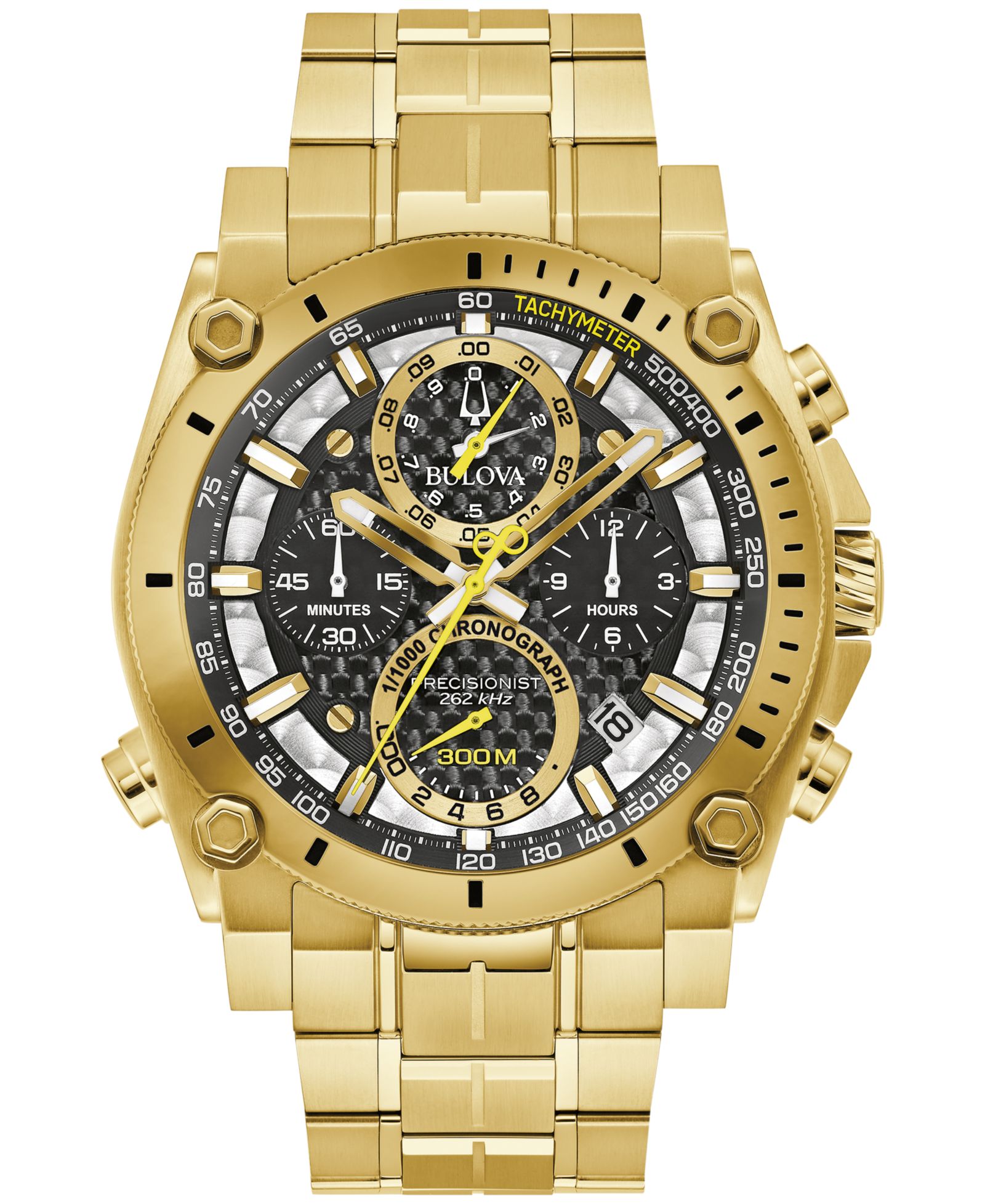 Bulova Мужские часы Chronograph Precisionist Icon Gold-Tone Stainless Steel Bracelet 47mm