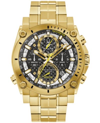 Bulova Мужские часы Chronograph Precisionist Icon Gold-Tone Stainless Steel Bracelet 47mm