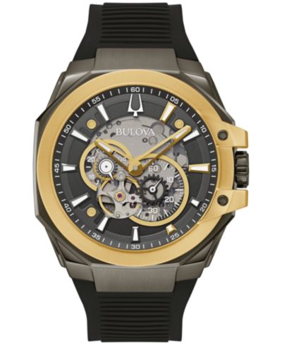 Bulova Мужские Marc Anthony Automatic Chronograph Maquina Black Silicone Strap часы 46mm