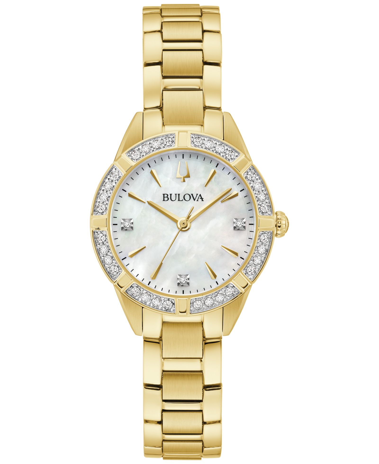 Женские классические часы Bulova Sutton Diamond Gold-Tone Stainless Steel Bracelet 28mm