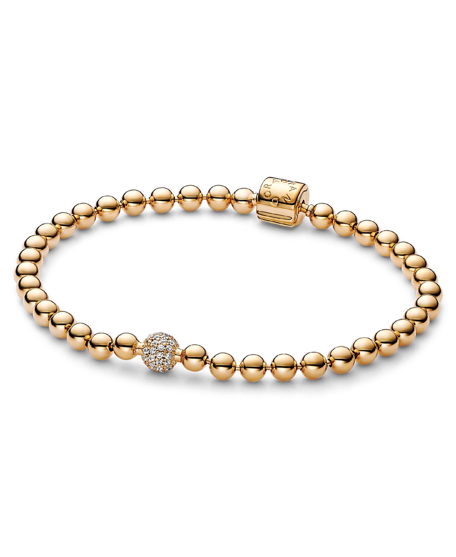 Браслет Pandora Cubic Zirconia 14K Gold-Plated Beads Pave