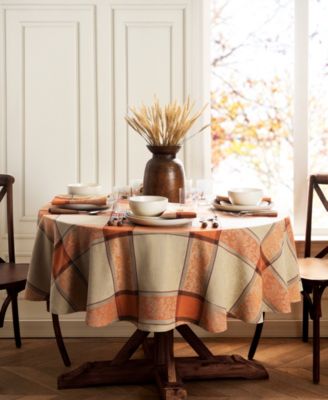 Elrene Autumnal Harvest Jacquard Tablecloth, 60" x 84" Oval