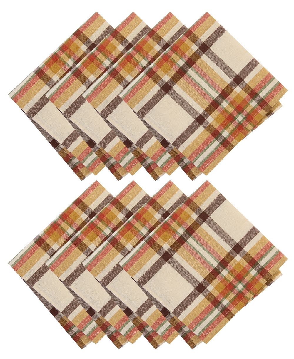 Elrene Russet Harvest тканые клетчатые салфетки, набор из 8 шт., 17" x 17"