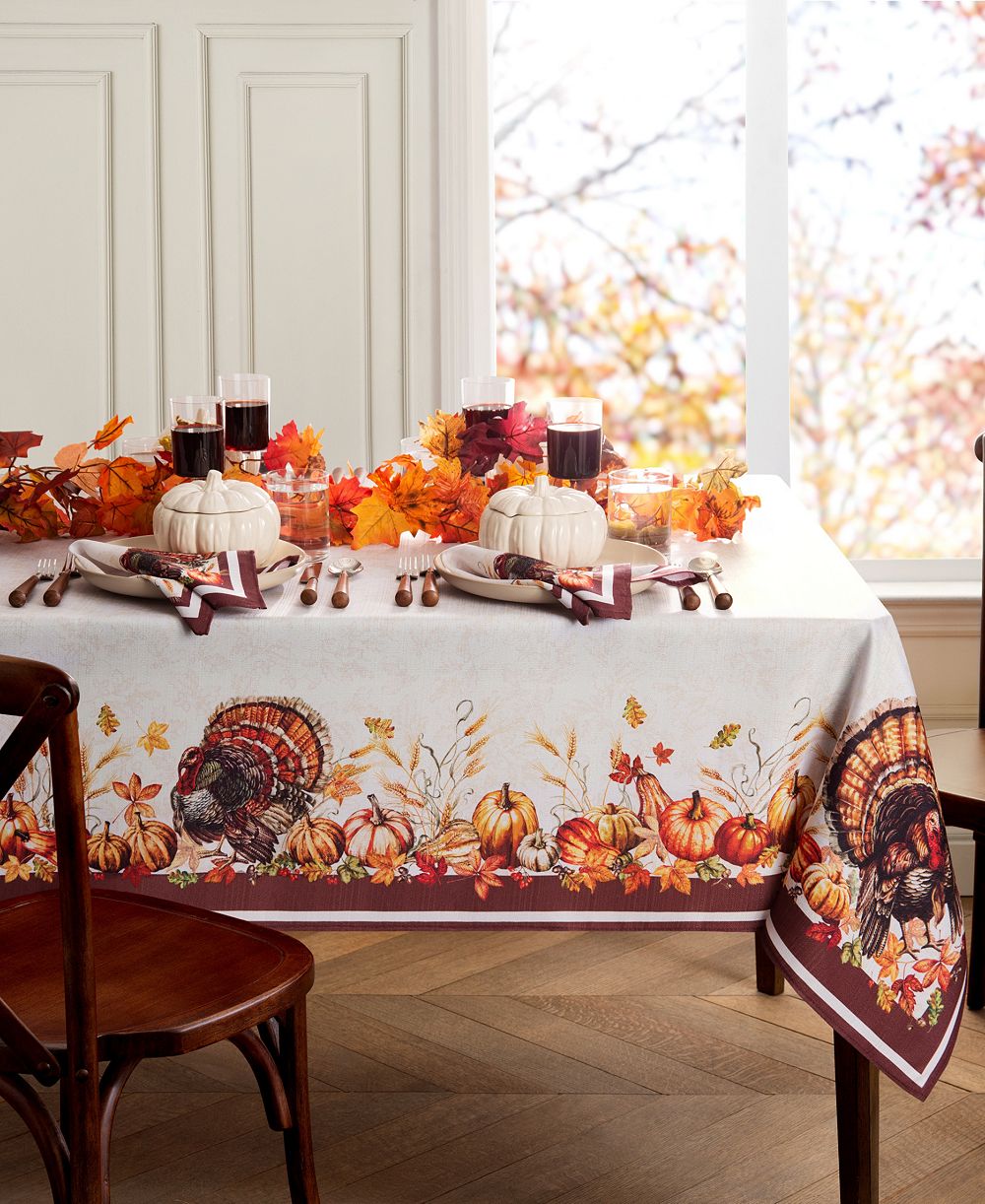 Скатерть Elrene Autumn Heritage с принтом индейки, 60" x 120"