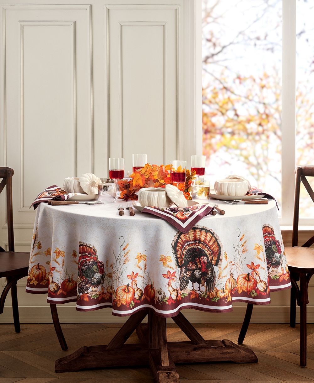 Скатерть Elrene Autumn Heritage Turkey Engineered Oval 60" x 84"
