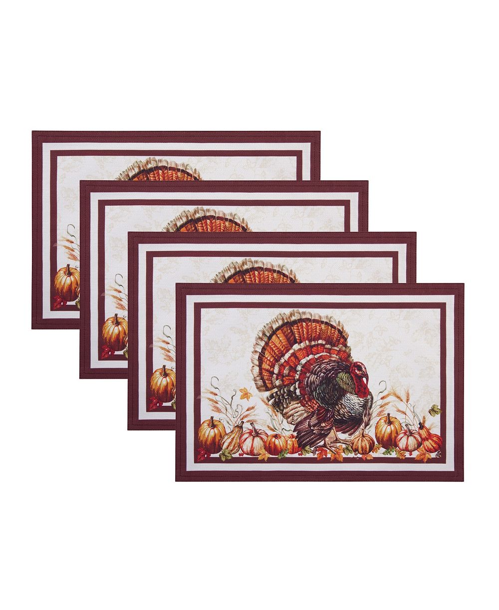Подставки для блюд Elrene Autumn Heritage Turkey Engineered, набор из 4, 13" x 19"