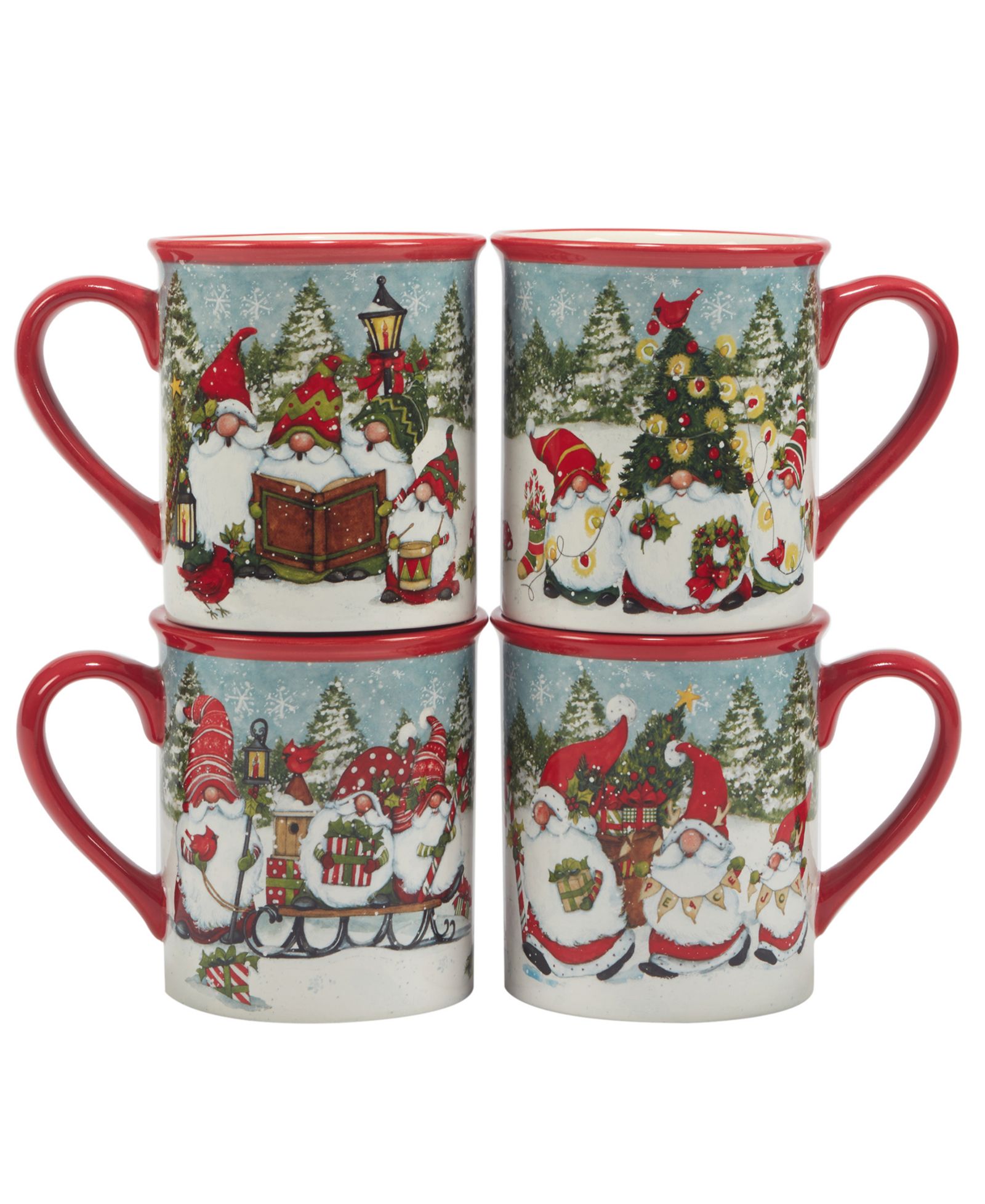 Certified International набор рождественских кружек с гномами, 4 шт., 16 oz