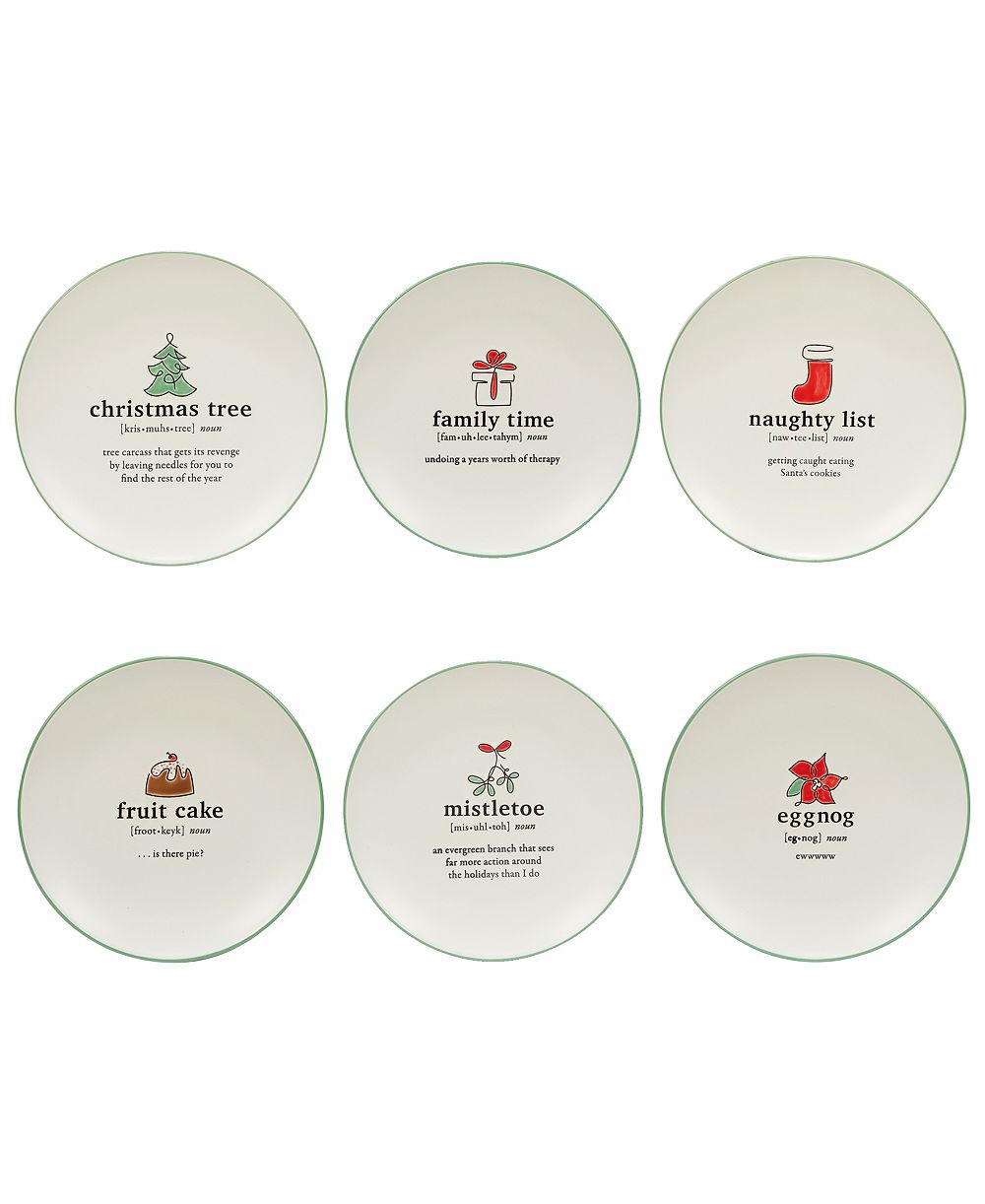 Certified International Набор десертных тарелок 6 шт Christmas Fun Green Sayings
